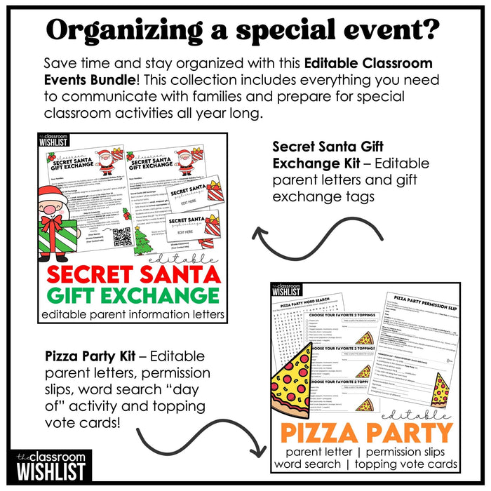 Editable Classroom Event Bundle – Parent Letters, Permission Slips & Party Forms - Hot Chocolate Teachables