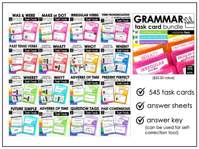 English Essentials Biggest Bundle: ESL Grammar, Conversation, Vocabulary ELA Games & Activities