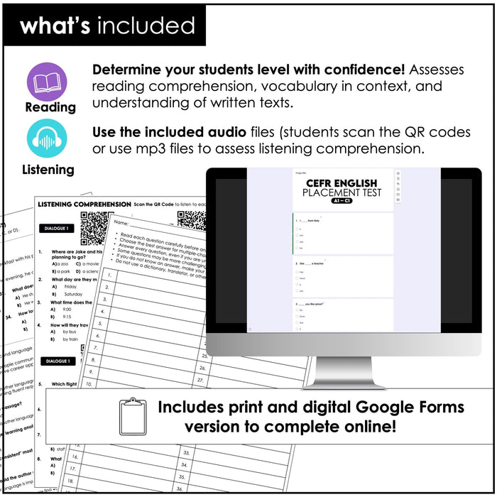 English Level Test Bundle – Print & Digital CEFR Diagnostic Assessment (ESL/ESOL) - Hot Chocolate Teachables
