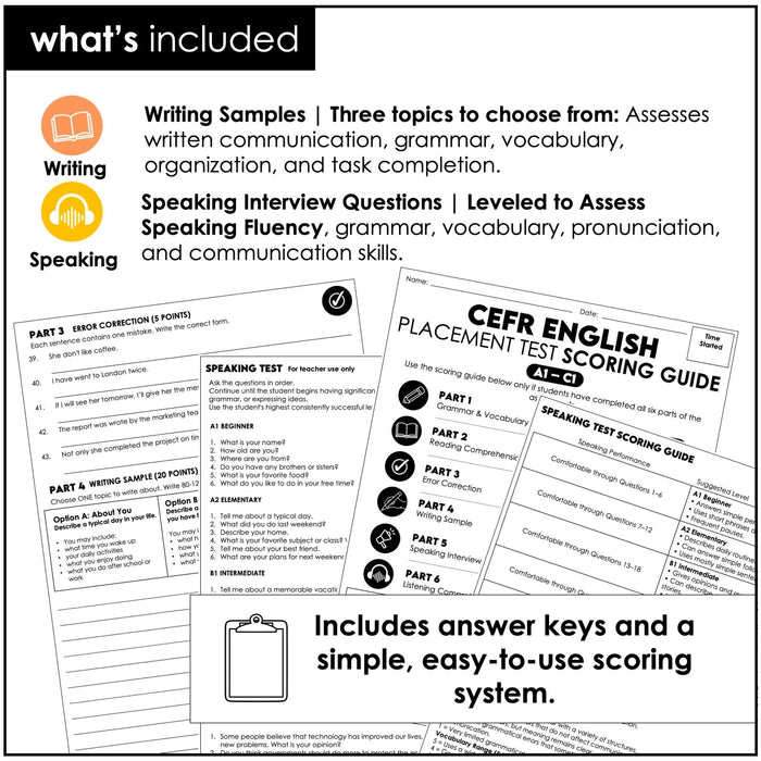 English Level Test Bundle – Print & Digital CEFR Diagnostic Assessment (ESL/ESOL) - Hot Chocolate Teachables