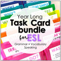 ESL Grammar & Vocabulary Task Cards Bundle – Year-Long ELL Activities - Hot Chocolate Teachables