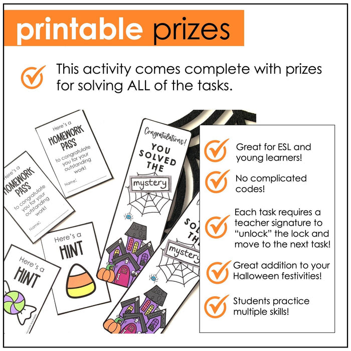 Halloween Vocabulary Escape Room - Parts of Speech - Solve the Mystery Activity - Hot Chocolate Teachables