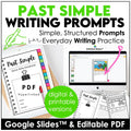 ESL Past Simple Writing Prompts Digital Notebook | + Editable & Printable PDF - Hot Chocolate Teachables