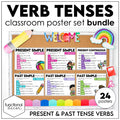 ESL Present & Past Tense Verb Conjugation Posters BUNDLE : Simple, Continuous, Perfect - Hot Chocolate Teachables