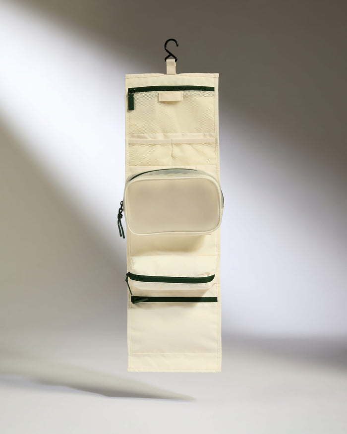a white bag from a hook