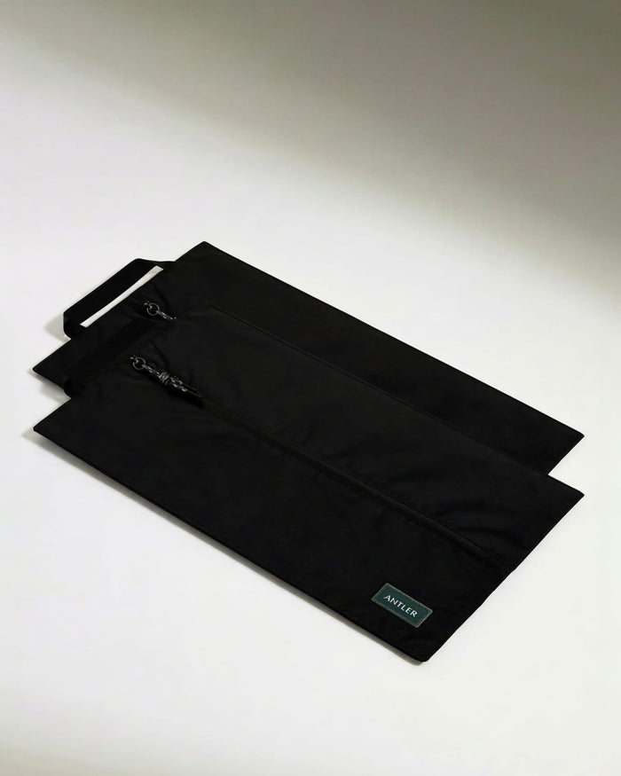 a black bag with zippers