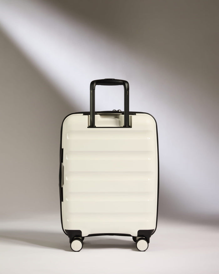 Antler Luggage -  Expandable Cabin Suitcase in White - Logo Stripe - Hard Suitcase - Expander Cabin Expandable Cabin Suitcase White - Logo Stripe | Lightweight Hard Shell Luggage