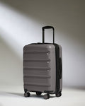 Antler Luggage -  Expandable Cabin Suitcase in Gloss Gull Grey -  Logo Stripe - Expander Cabin Case | B1 4W Expandable Cabin Suitcase in Gloss Gull Grey -  Logo Stripe