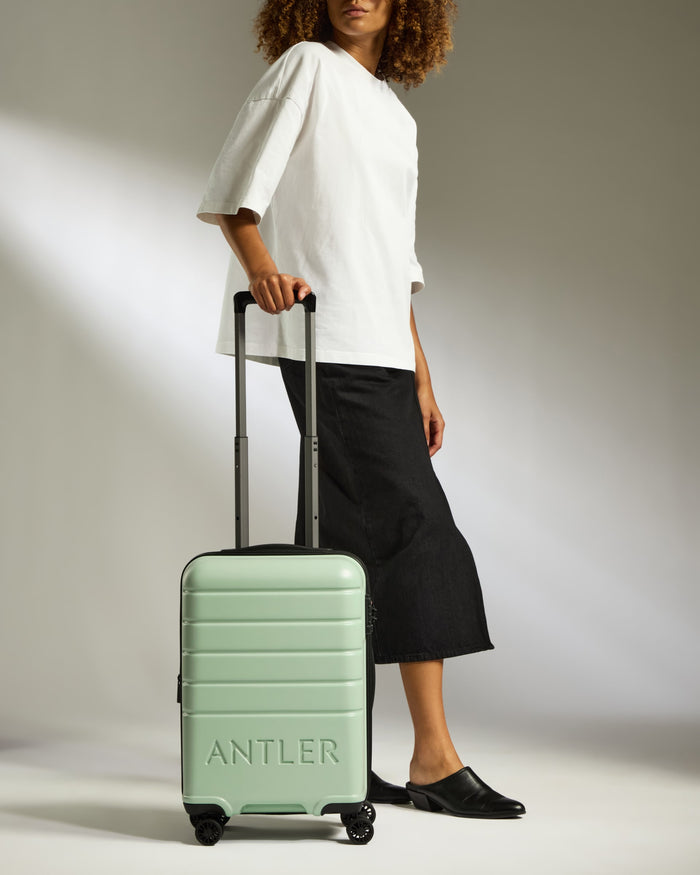 a woman with a suitcase