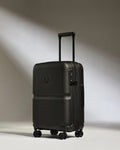 a black suitcase with wheels
