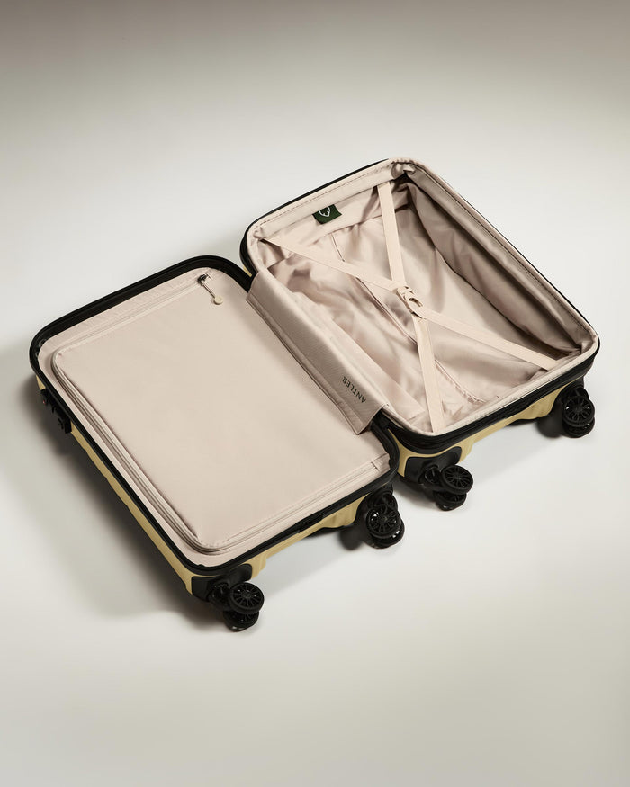 a suitcase with wheels open