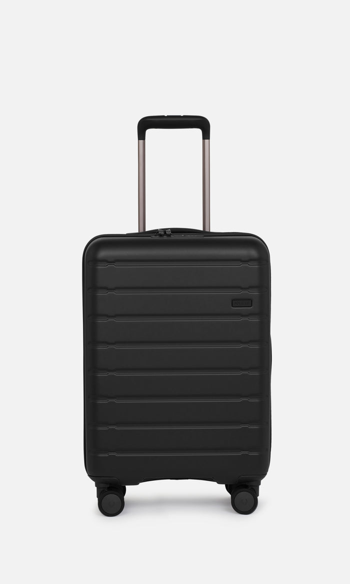 a black suitcase with handle