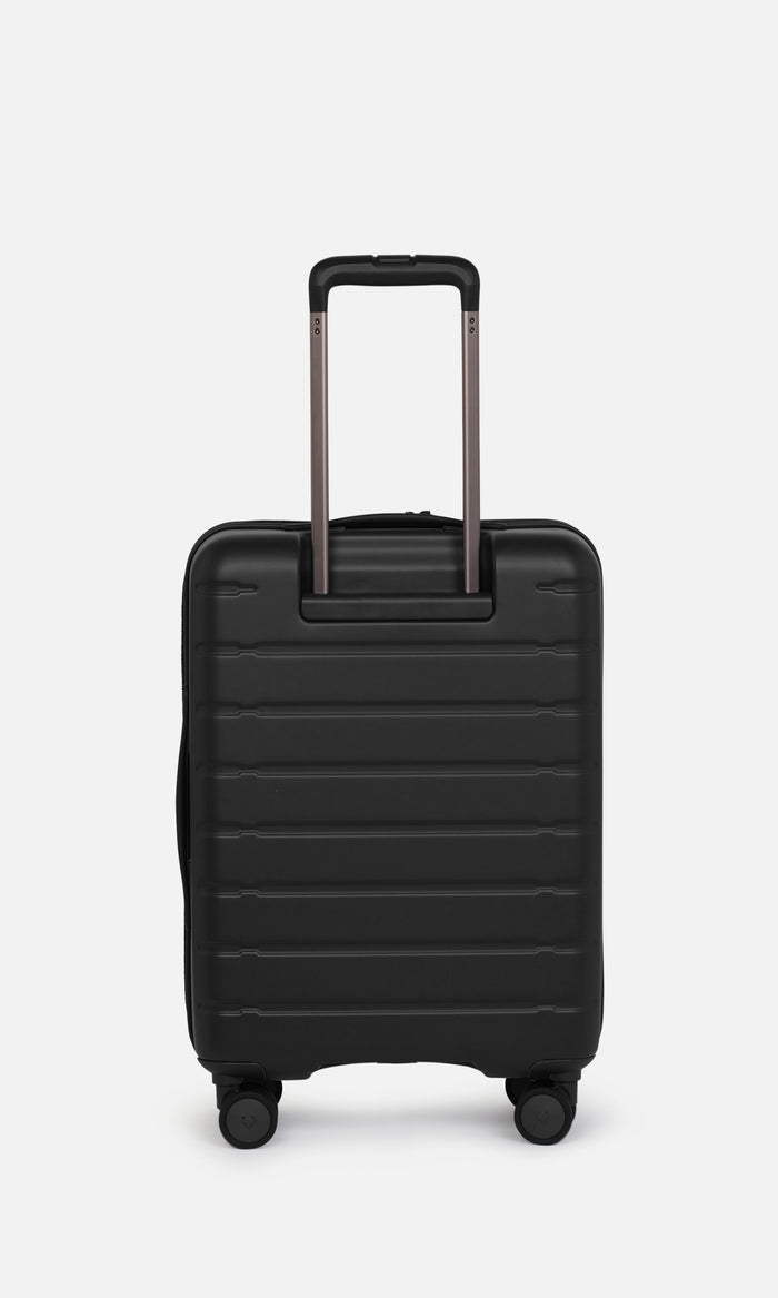 a black suitcase with handle