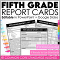 FIFTH Grade Editable Report Card Templates with Common Core Aligned Standards - Hot Chocolate Teachables
