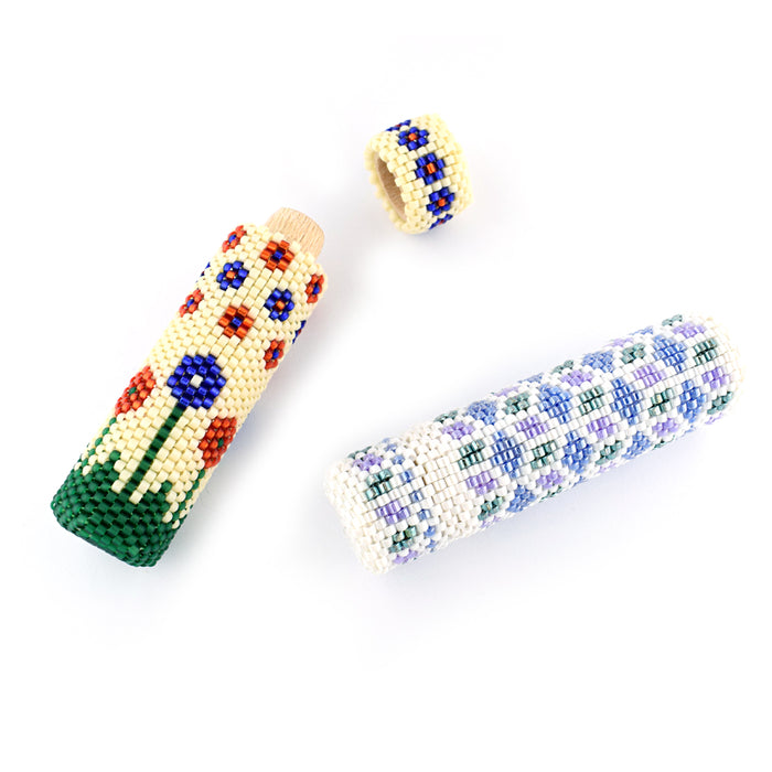 Floral Needle Case Cover Kit - Peyote Stitch