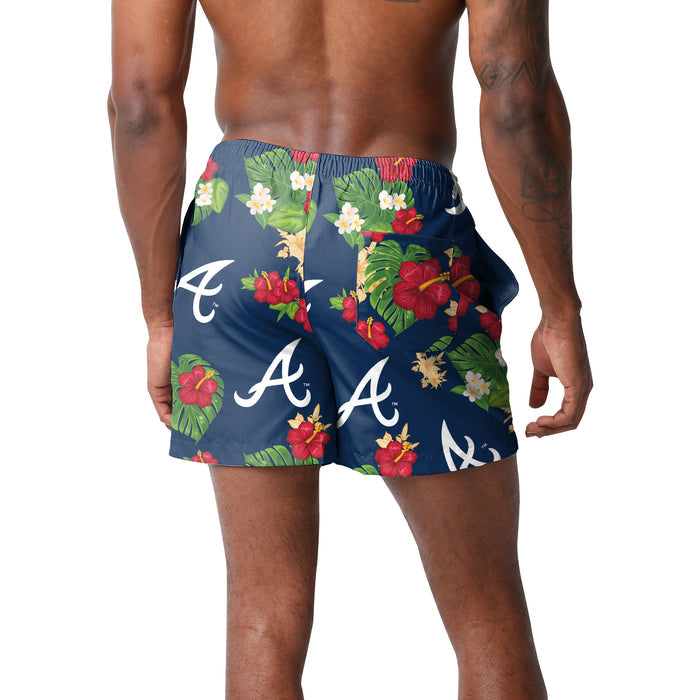 FOCO MLB Atlanta Braves Floral Swimming Trunks - Mens