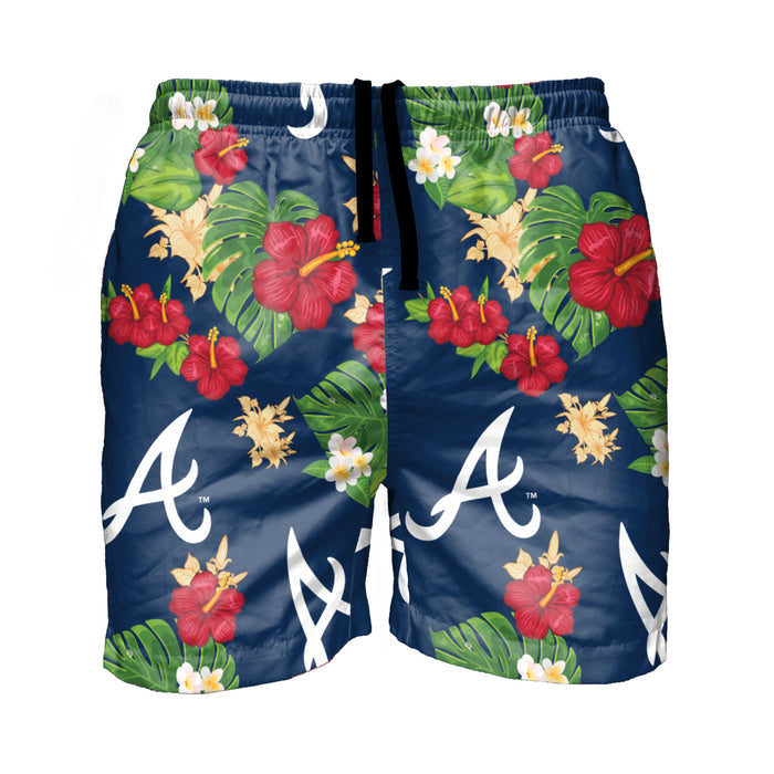 FOCO MLB Atlanta Braves Floral Swimming Trunks - Mens