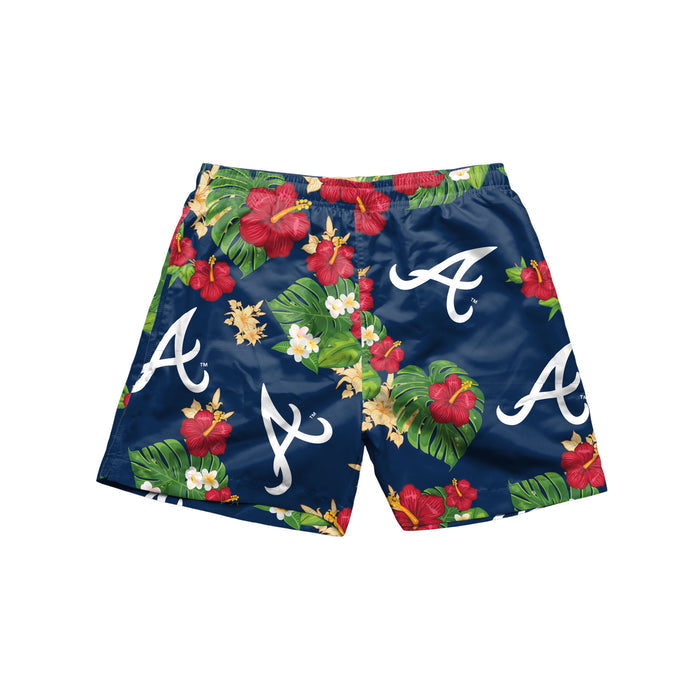FOCO MLB Atlanta Braves Floral Swimming Trunks - Mens