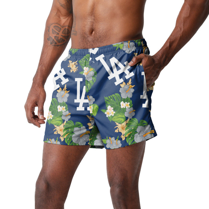 FOCO MLB Los Angeles Dodgers Floral Swimming Trunks - Mens