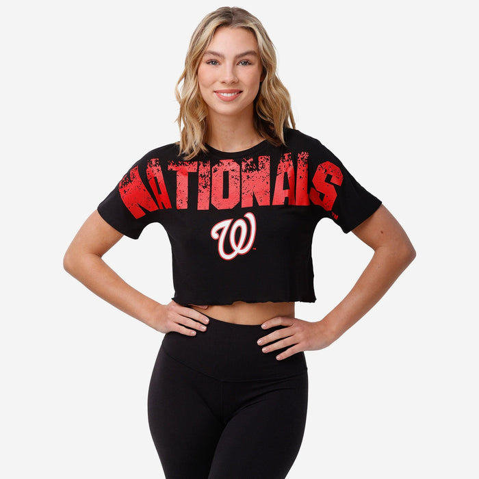 FOCO MLB Washington Nationals Womens Distressed Wordmark Crop Top