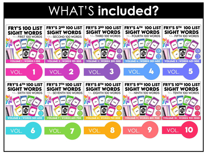 Fry's First 1000 Sight Words - Complete Card Game Bundle for 1st - 5th Grade - Hot Chocolate Teachables