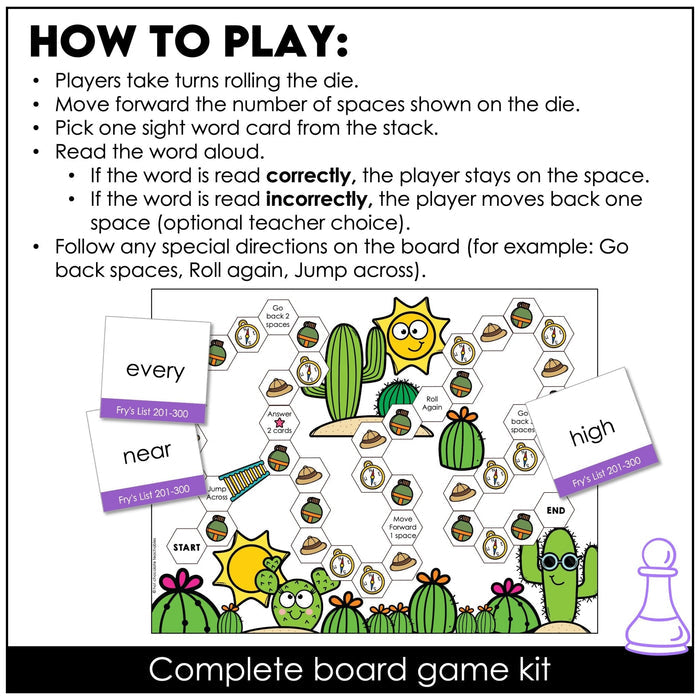 Fry’s First 300 Sight Words Board Game Bundle – Grades 1–3 Reading Centers - Hot Chocolate Teachables