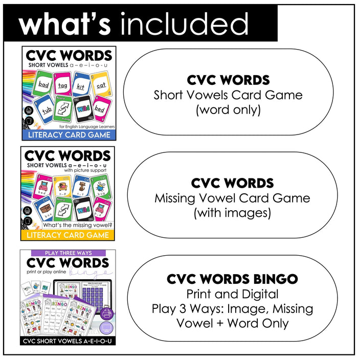 Games Bundle | Sight Words and CVC Short Vowel a - e - i - o - u - Hot Chocolate Teachables