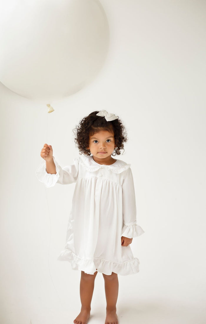 Girls All White Pearl Personalised Nightdress