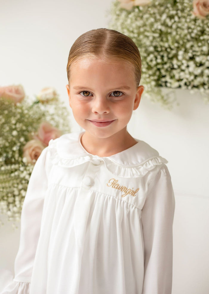 Girls All White Pearl Personalised Nightdress