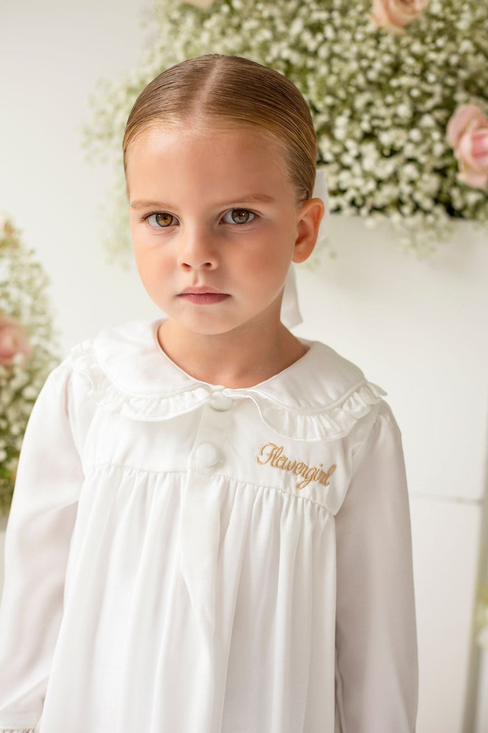 Girls All White Pearl Personalised Nightdress