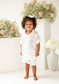 Girls All White Pearl Personalised Short Sleeve and Leg Pyjamas