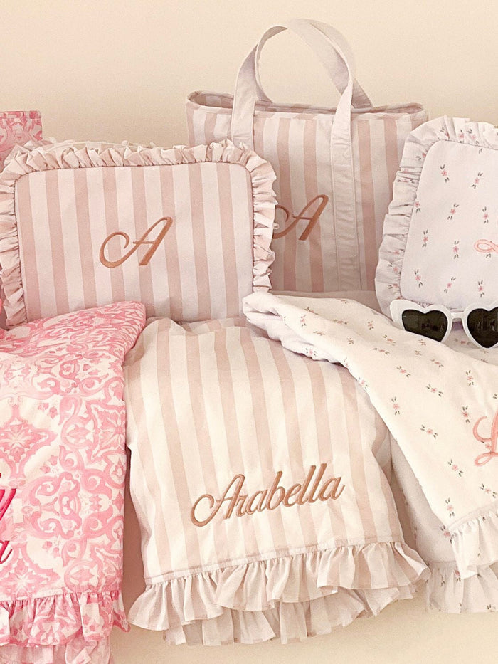 Girls Beige Stripe Beach Towel