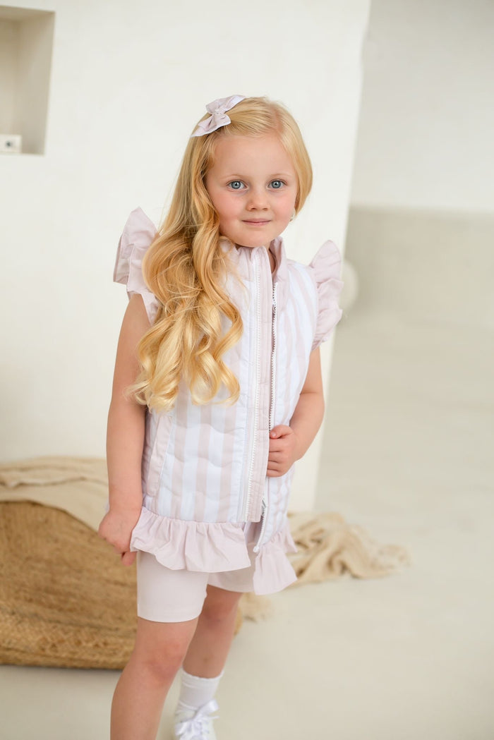 Girls Beige Stripe Gilet