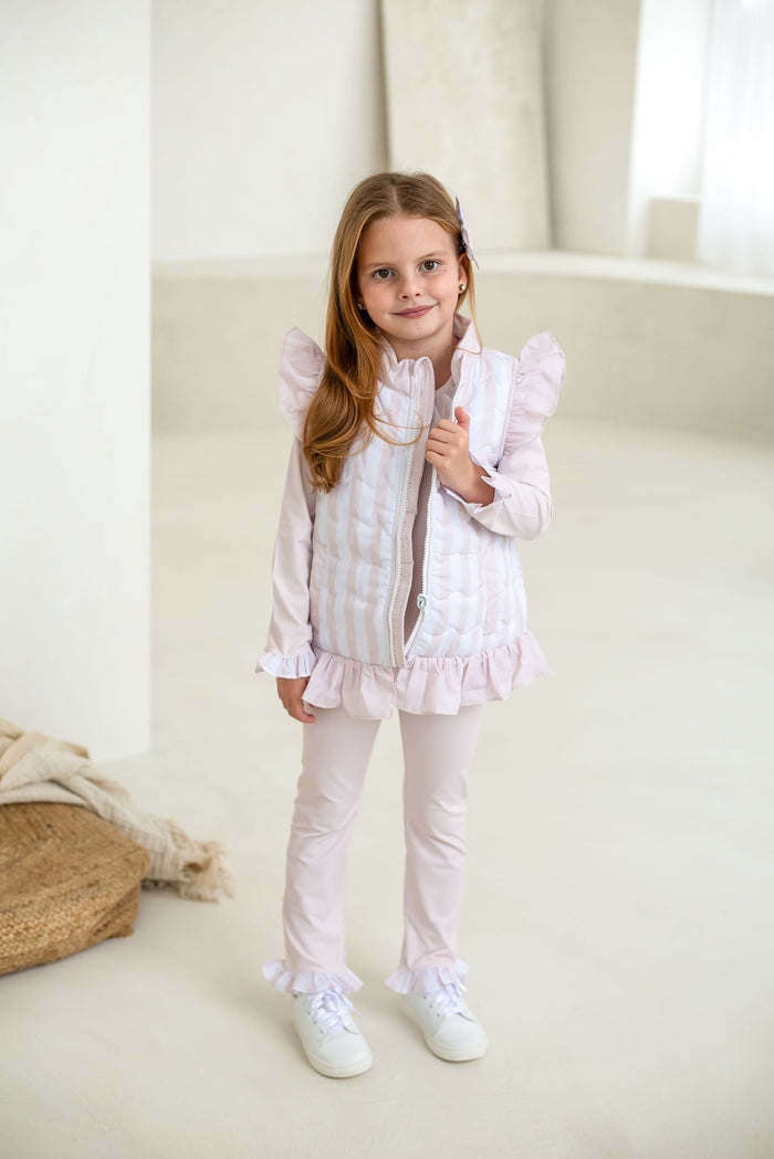 Girls Beige Stripe Gilet