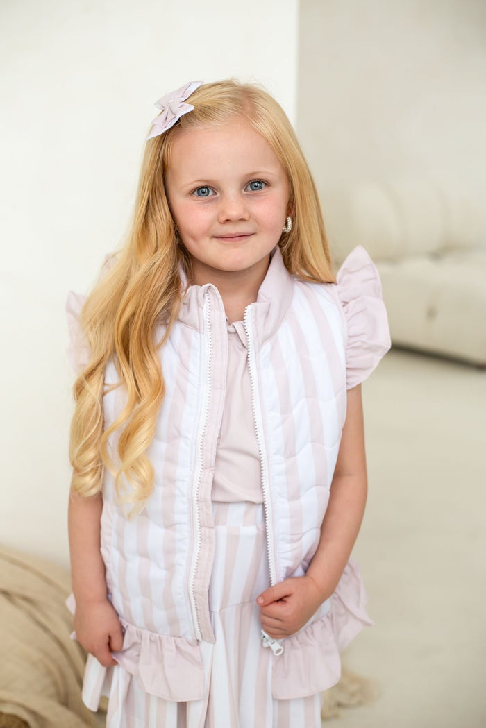 Girls Beige Stripe Gilet