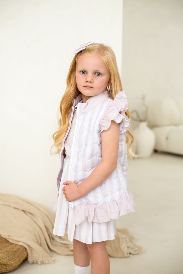 Girls Beige Stripe Gilet