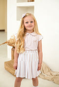 Girls Beige Stripe Skort Set