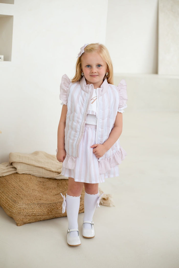 Girls Beige Stripe Socks