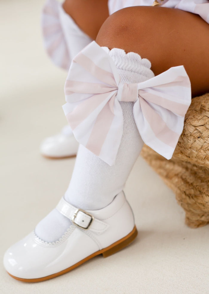 Girls Beige Stripe Socks