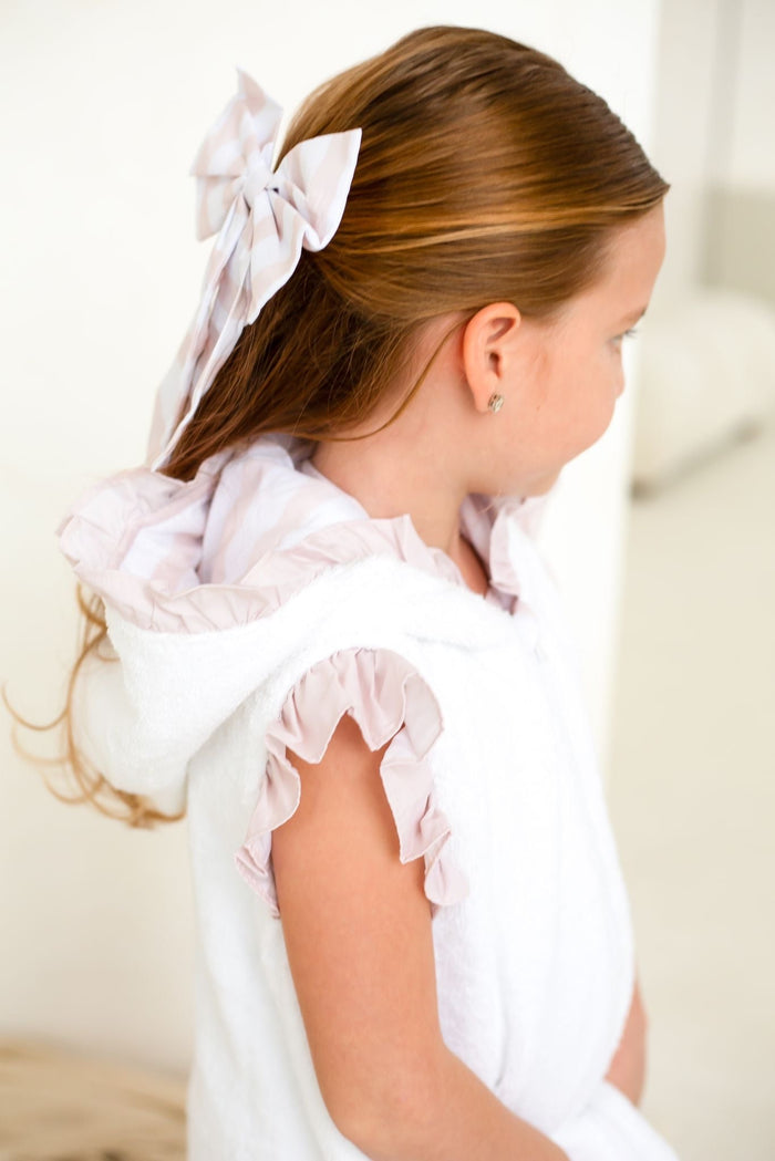 Girls Beige Stripe Towelling Coverup