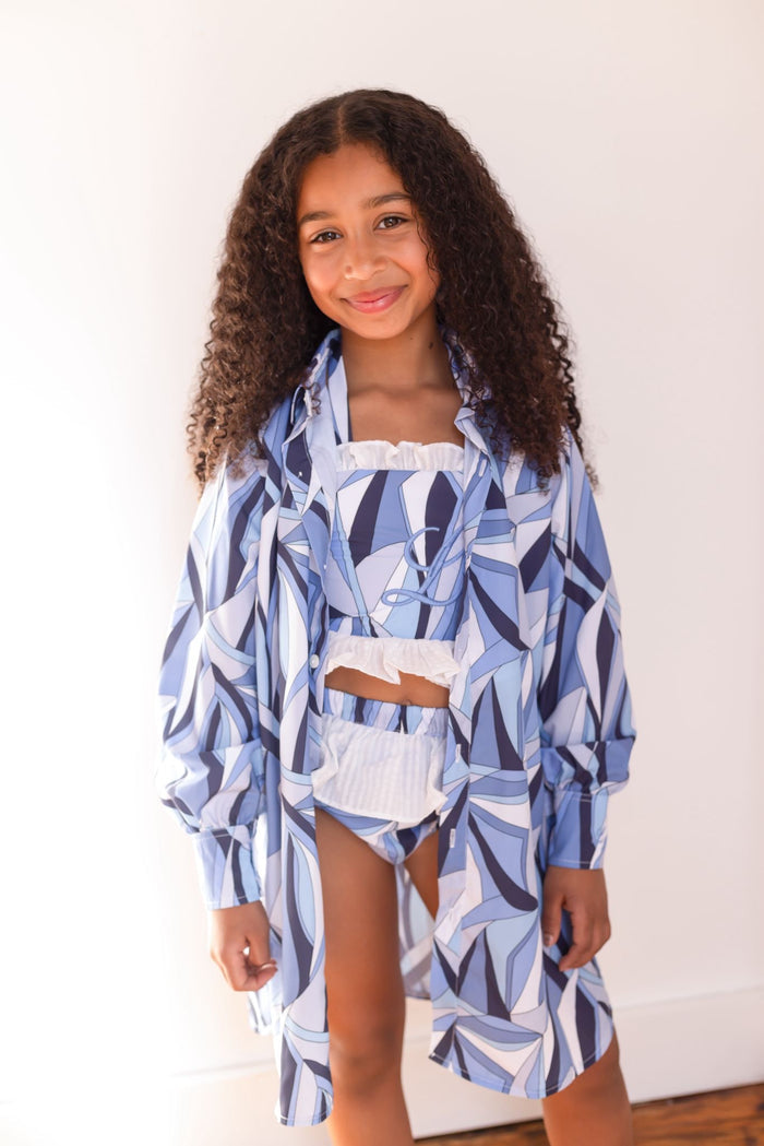 Girls Blue Personalised Riviera Muse Beach Shirt