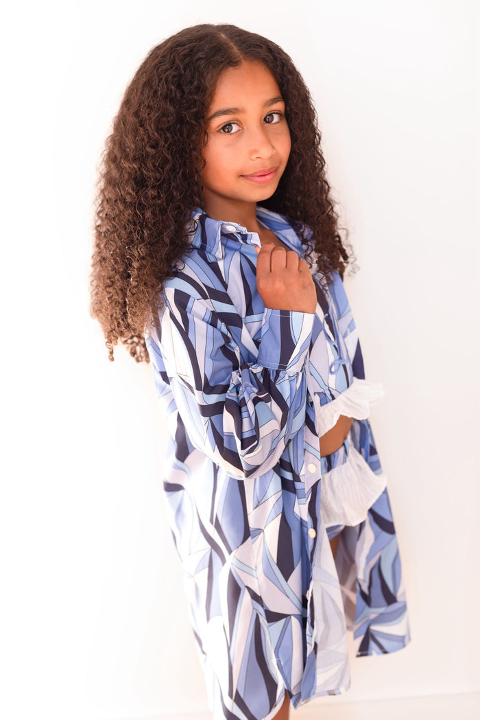 Girls Blue Personalised Riviera Muse Beach Shirt