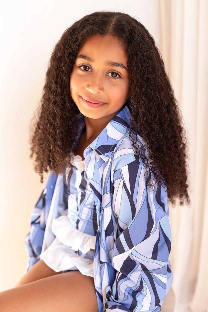 Girls Blue Personalised Riviera Muse Beach Shirt