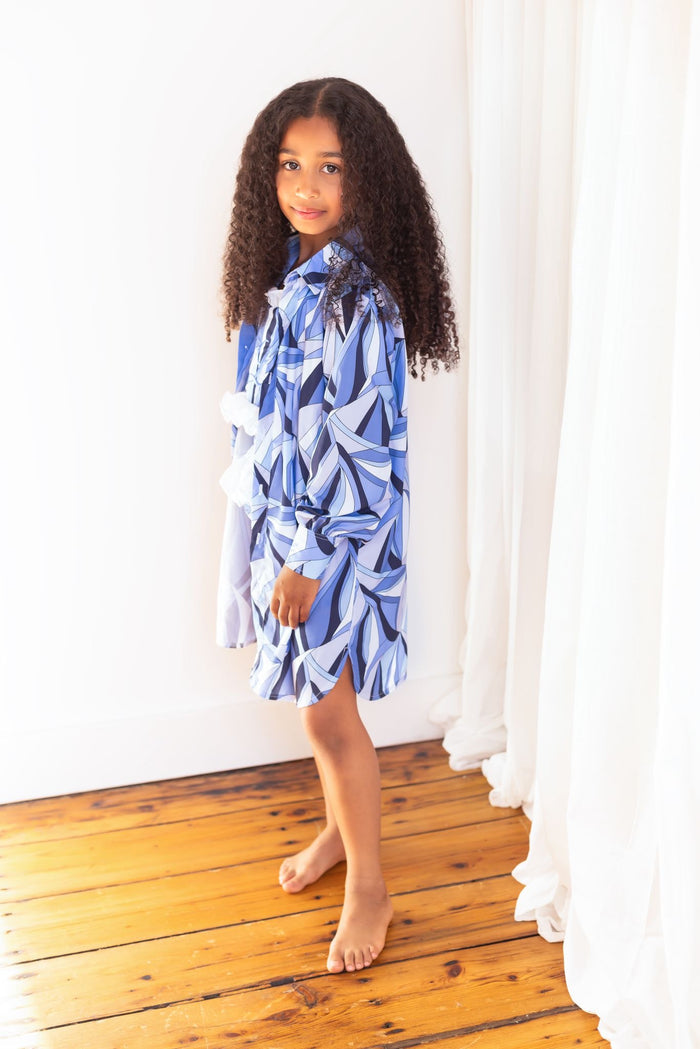Girls Blue Personalised Riviera Muse Beach Shirt