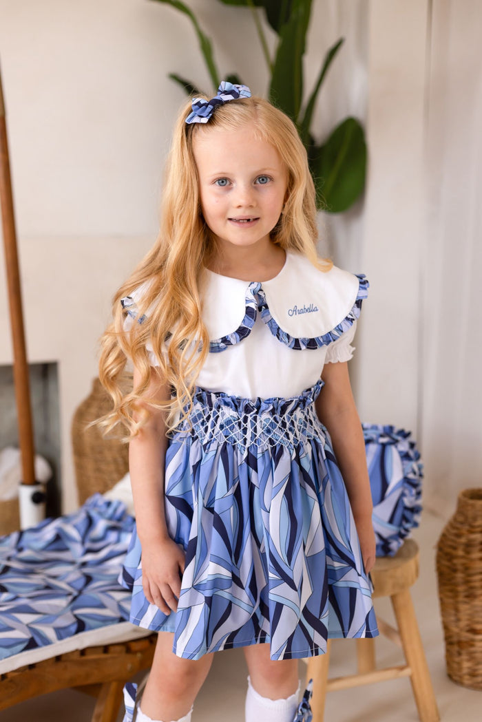 Girls Blue Personalised Riviera Muse Skirt and Top