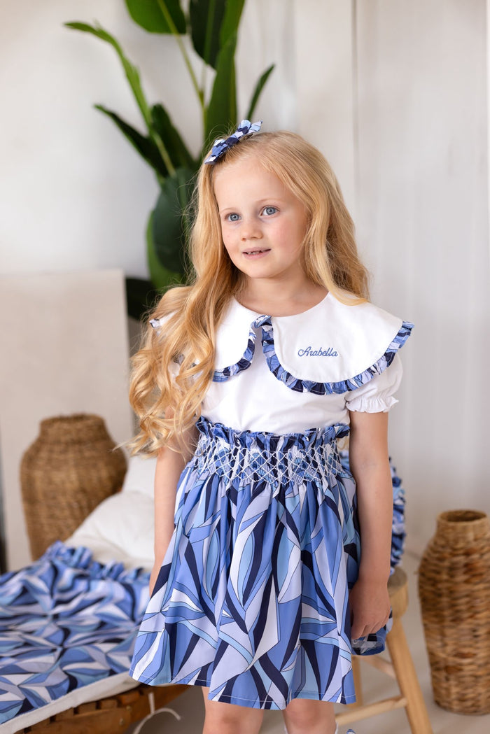 Girls Blue Personalised Riviera Muse Skirt and Top