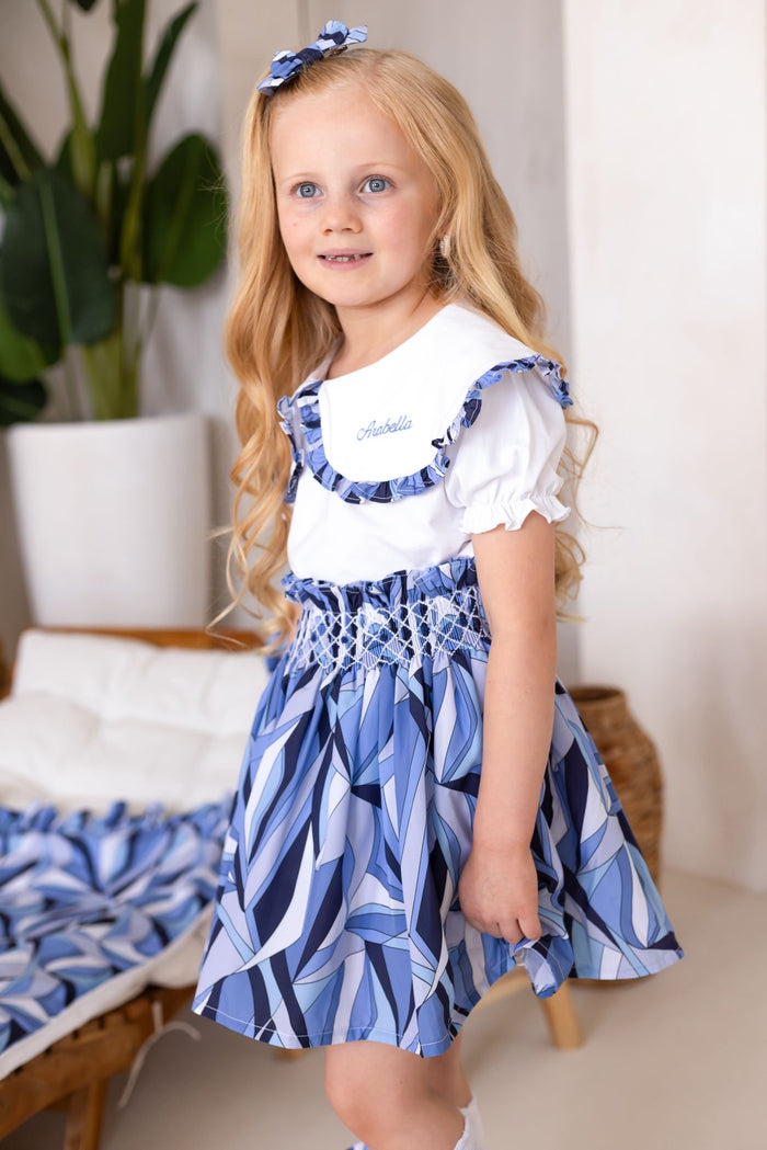 Girls Blue Personalised Riviera Muse Skirt and Top