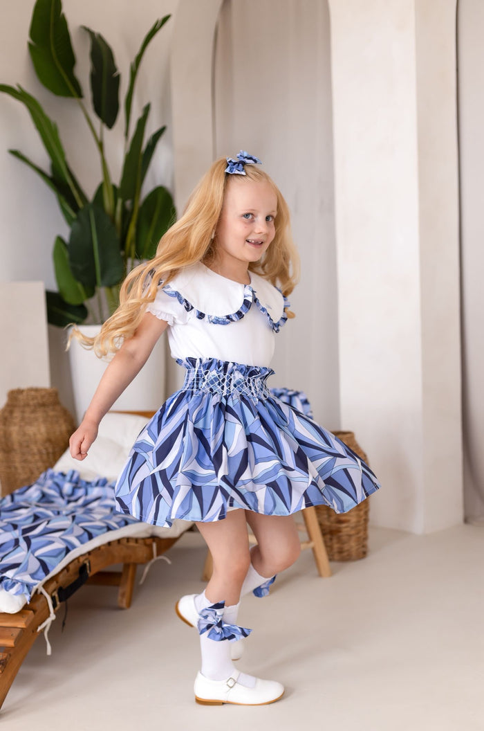 Girls Blue Personalised Riviera Muse Skirt and Top