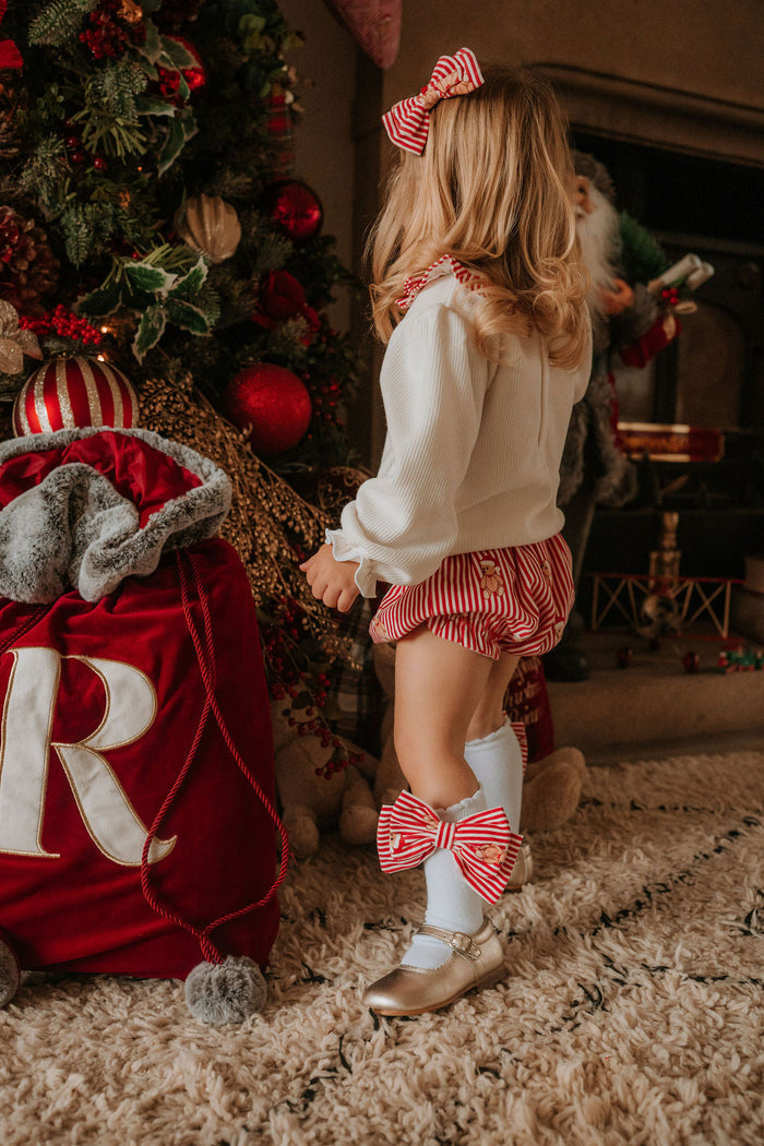 Girls Cord Red Teddy Bear Socks