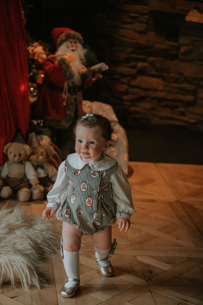 Girls Emerald Vintage Noelle Personalised Corduroy Romper and Blouse Set